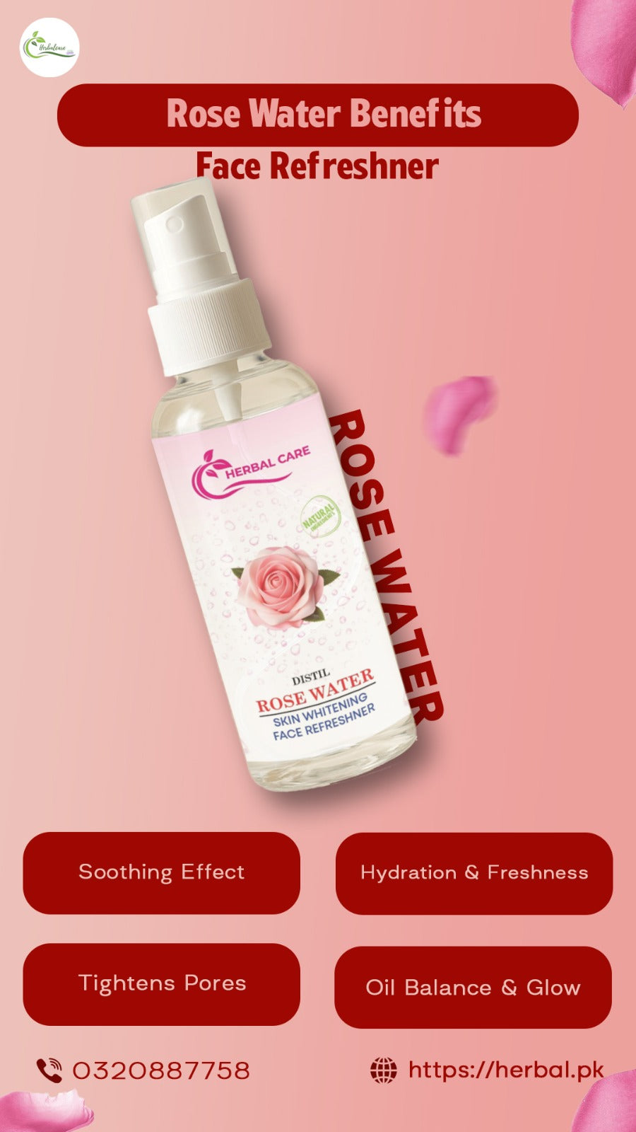 Herbal Care – Skin Refresher (Pure Rose Water)